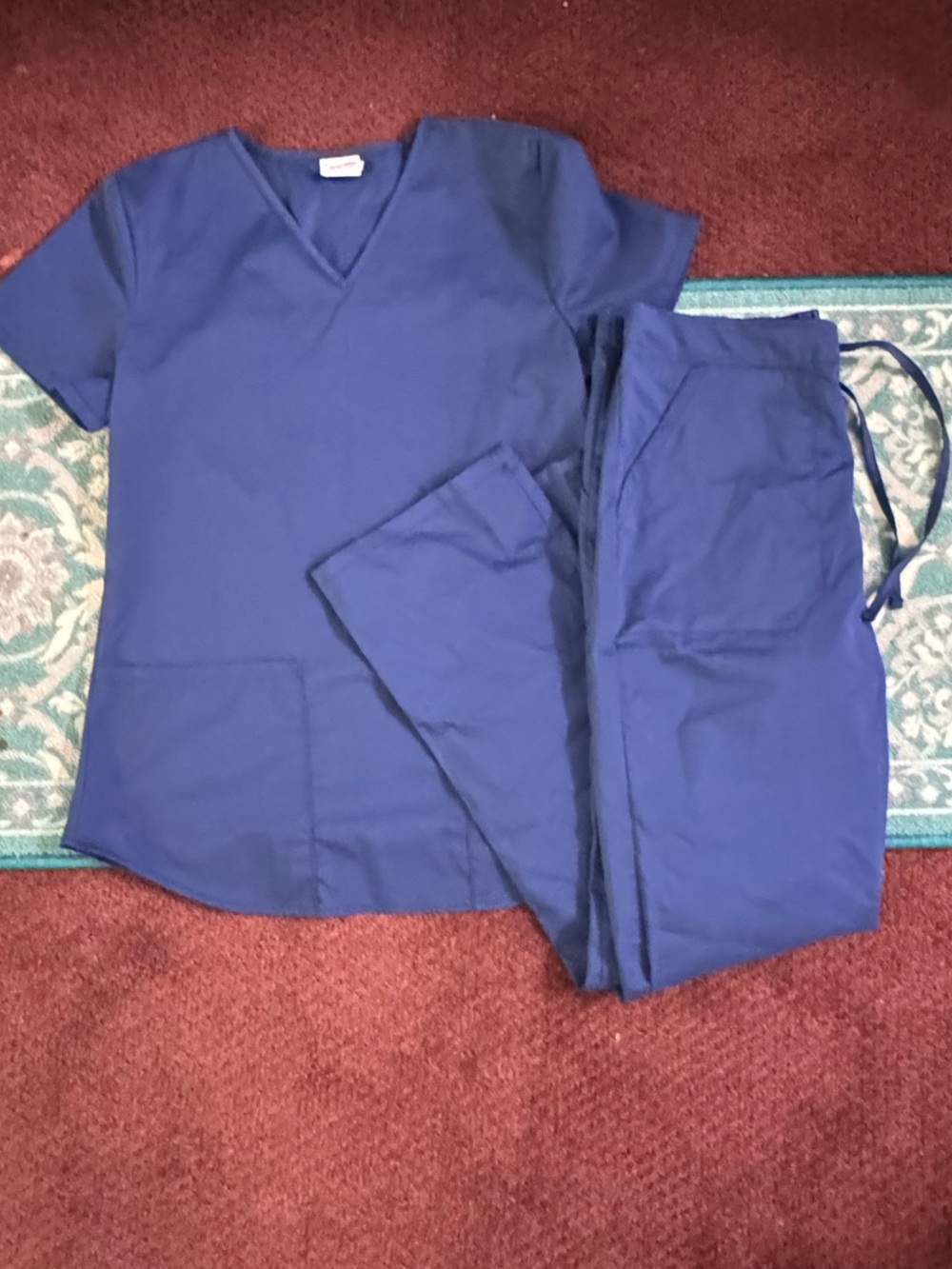 navy blue scrub top and bottom set Vital Threads